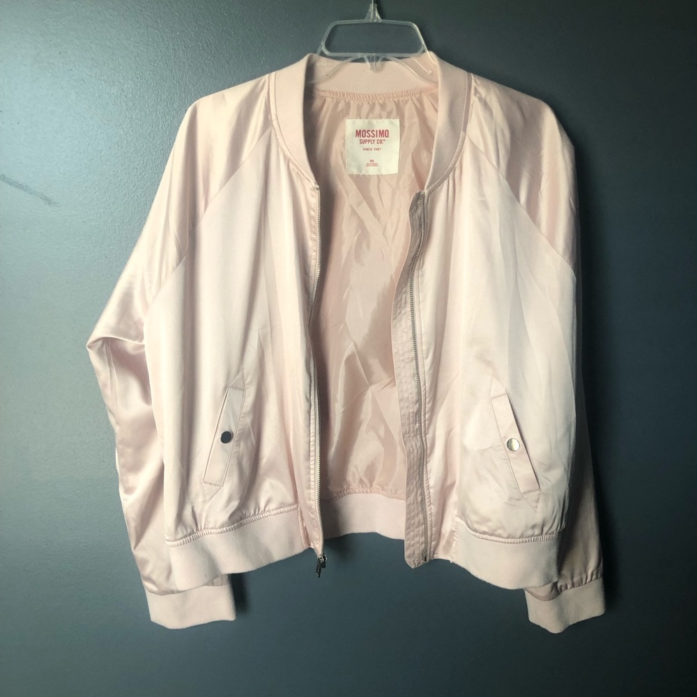 Mossimo Light Pink Satin Bomber Jacket - XXL